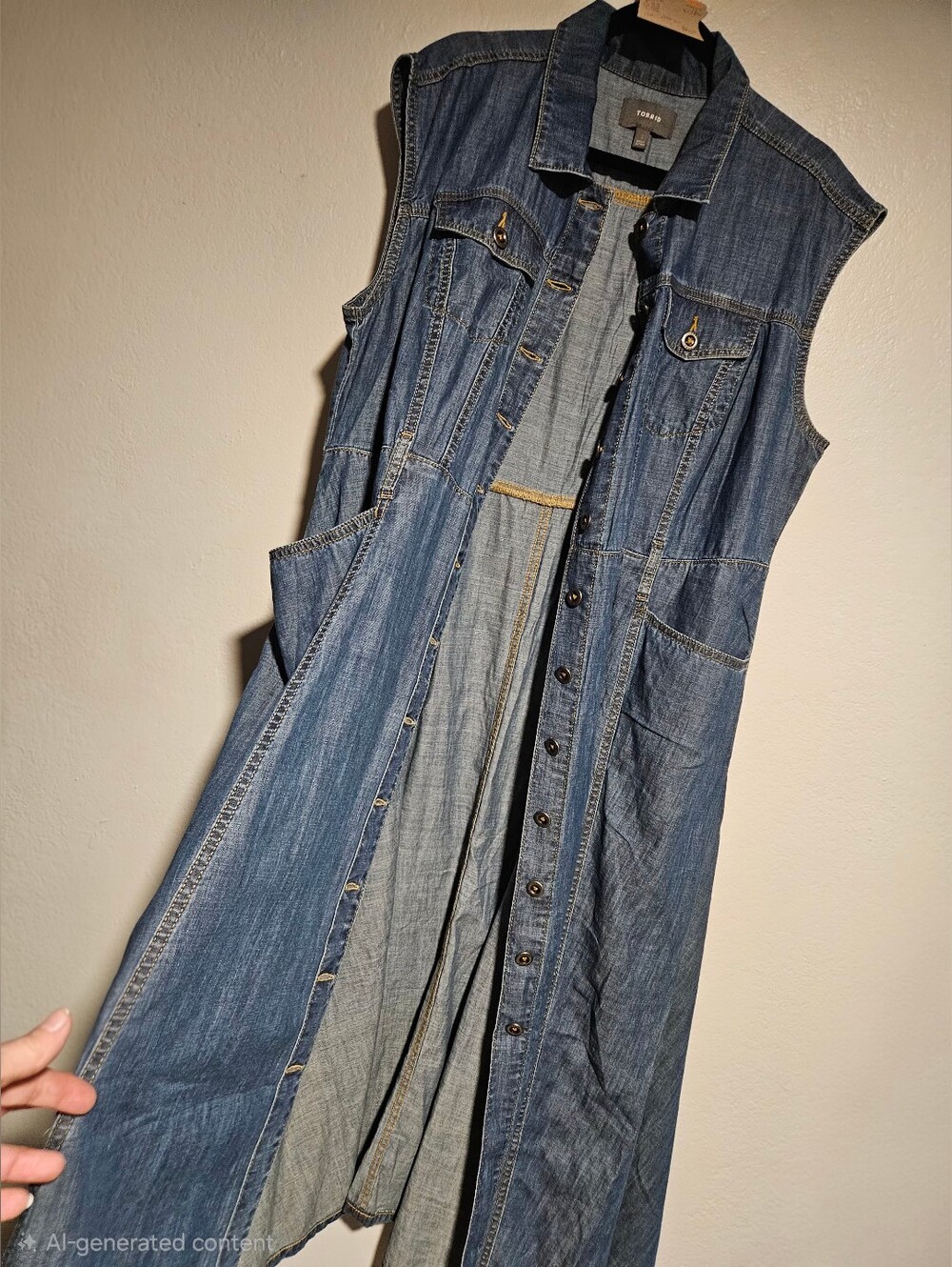 Torrid Sleeveless Trucker Blue Denim Button-Front Maxi Dress Size 1X NWOT - Picture 13 of 13